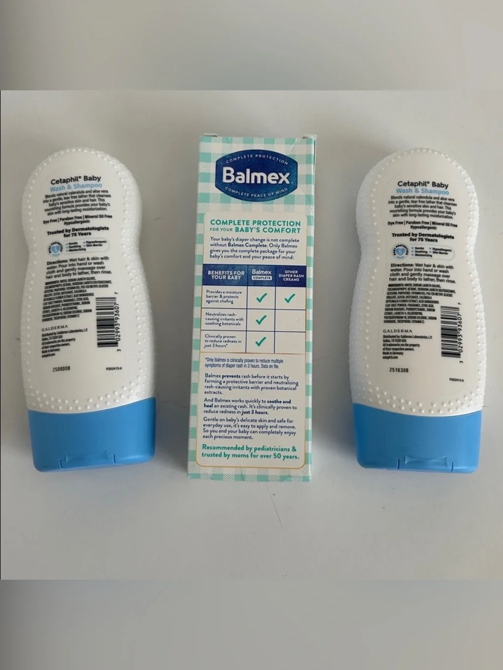 (1) Balmex Cream (2) Cetaphil Baby Wash & Shampoo Bundle Great Baby Shower Gift!